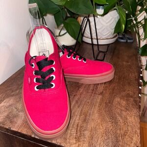 Vans Authentic Canvas Gum Sole Skate Shoes Casual Sneakers Red Womens 7/Mens 5.5